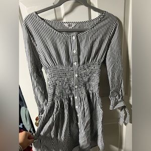 Cinched waist striped dress